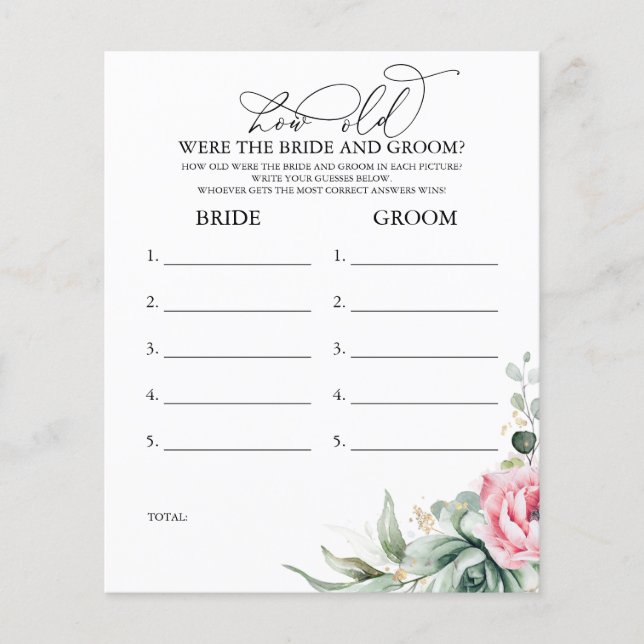 How Old Were The BRIDE AND GROOM Game (Front)