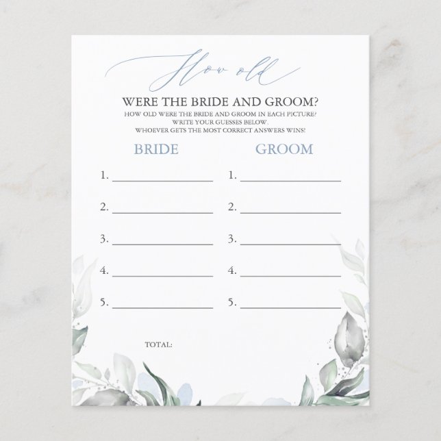 How Old Were The BRIDE AND GROOM Game (Front)