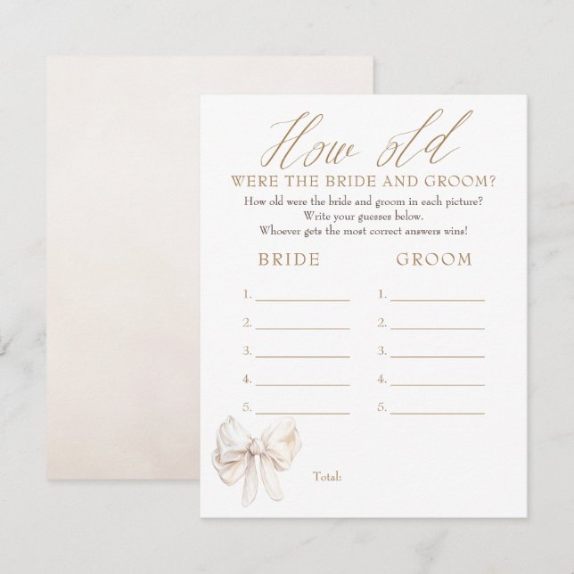 How Old Were The Bride And Groom Game Cards (Front/Back)