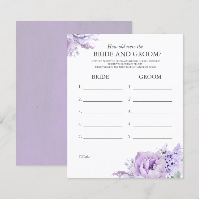 How Old Were The BRIDE AND GROOM - Purple Floral (Front/Back)