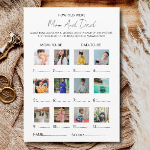 How Old Were The Mom & Dad To Be Baby Shower Game Invitation