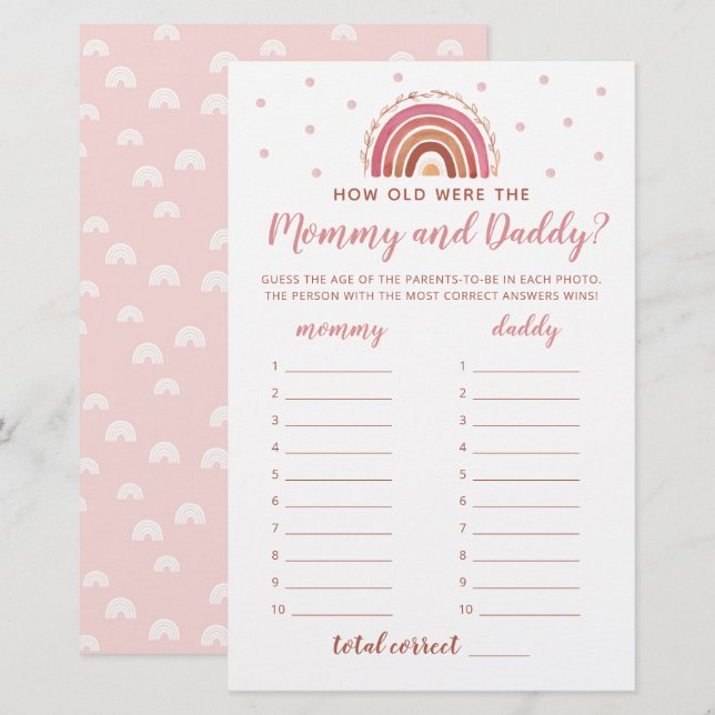 How Old Were the Mommy & Daddy Game Boho Rainbow  (Front/Back)