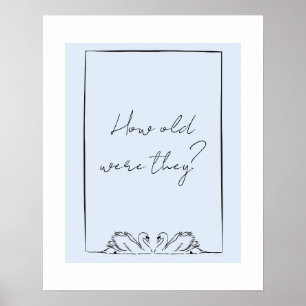 How Old Were They? Bridal Shower Game Swans Simple Poster