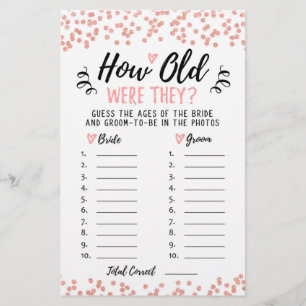 How old were they Bridal Shower or Hen Party game