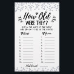 How old were they Bridal Shower or Hen Party game<br><div class="desc">Purchase this game and enjoy high quality How old were they card for your event! Guess the ages of the Bride and Groom-to-be in the photos. Silver confetti.</div>