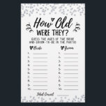 How old were they Bridal Shower or Hen Party game<br><div class="desc">Purchase this game and enjoy high quality How old were they card for your event! Guess the ages of the Bride and Groom-to-be in the photos. Silver confetti.</div>