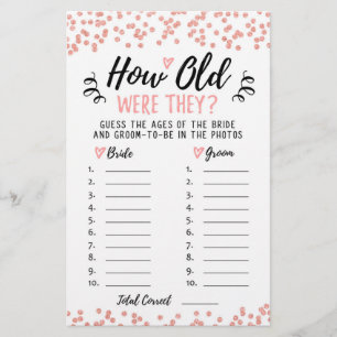 How old were they Bridal Shower or Hen Party game
