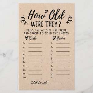 How old were they Bridal Shower or Hen Party game