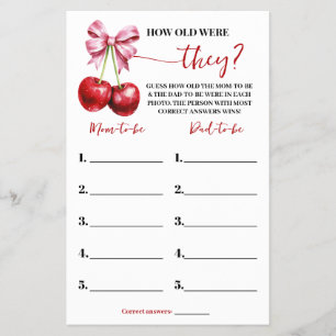 How old were They Cherry Baby Shower Game Card
