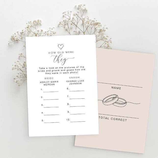 How Old Were They Printable Game Card (Digital download available - Shower game card)