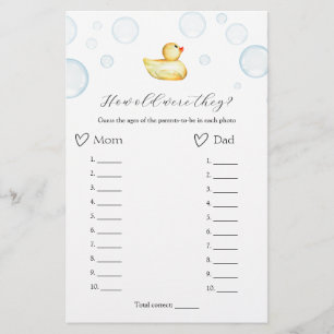How Old Were They Rubber Duck Baby Shower Game