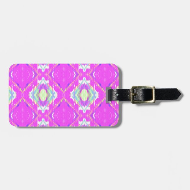 How Pink Girly Pattern Luggage Tag (Front Horizontal)