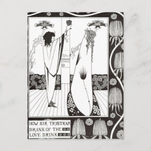 How Sir Tristram Drank of the Love Drink Beardsley Postcard