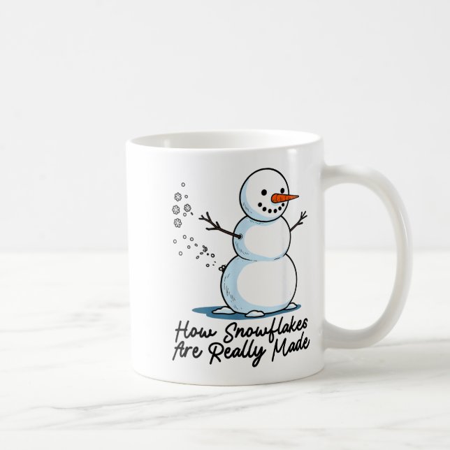 How Snowflakes Are Really Made Snowman Christmas J Coffee Mug (Right)