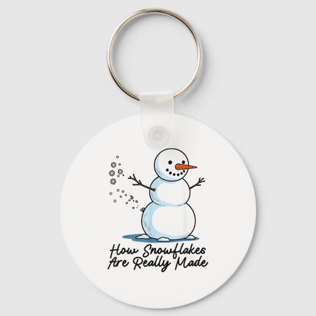 How Snowflakes Are Really Made Snowman Christmas J Keychain (Front)