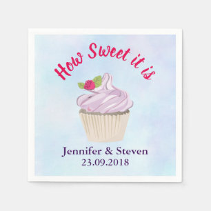 How Sweet it is Pink Cupcake Wedding Napkin