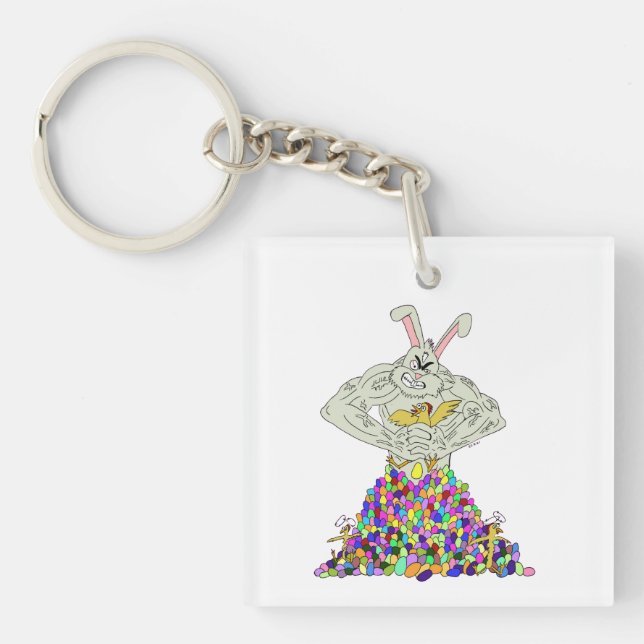 How the Easter Bunny gets his eggs  Keychain (Front)