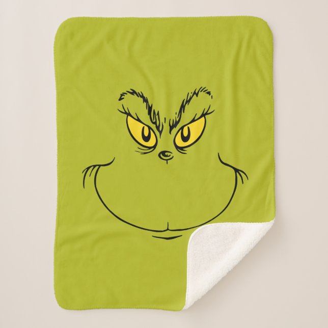How the Grinch Stole Christmas Face Sherpa Blanket (Front)