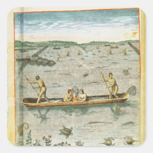 How the Indians Catch their Fish Square Sticker