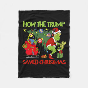 How The Trump Saved Christmas Funny Trump Christma Fleece Blanket
