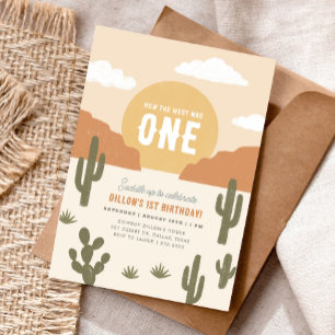 How the West Was One Cowboy Birthday Invitation