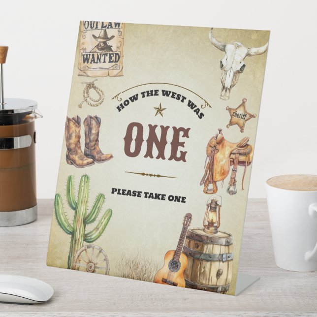 How the West was One First Birthday Party Pedestal Sign (In SItu)