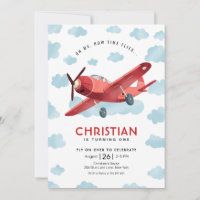 How time Flies Red Airplane Birthday