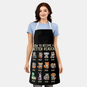 How to Become a Better Reader Book Funny Animals  Apron