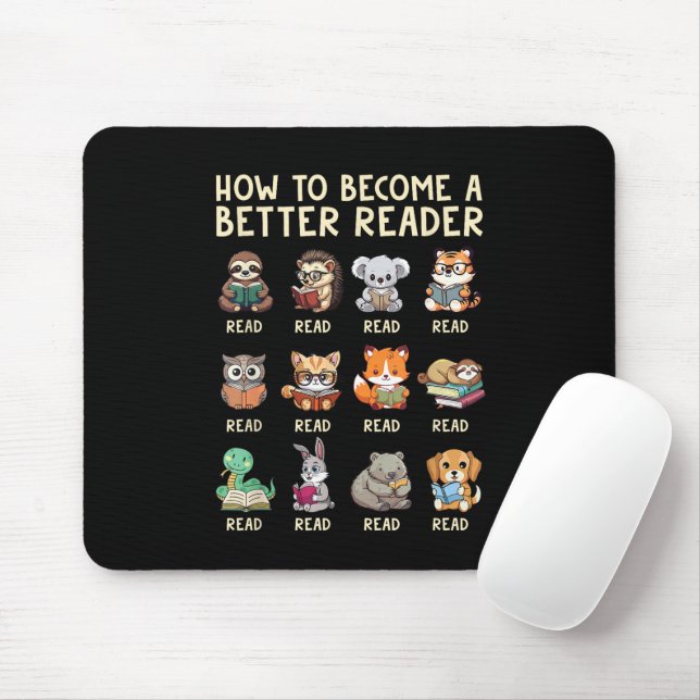 How to Become a Better Reader Book Funny Animals  Mouse Pad (With Mouse)
