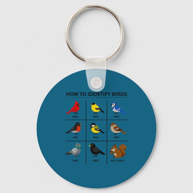 How to identify a bird funny birdwatching cute keychain (Front)