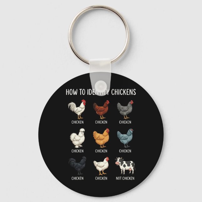 How To Identify Chickens  Keychain (Front)