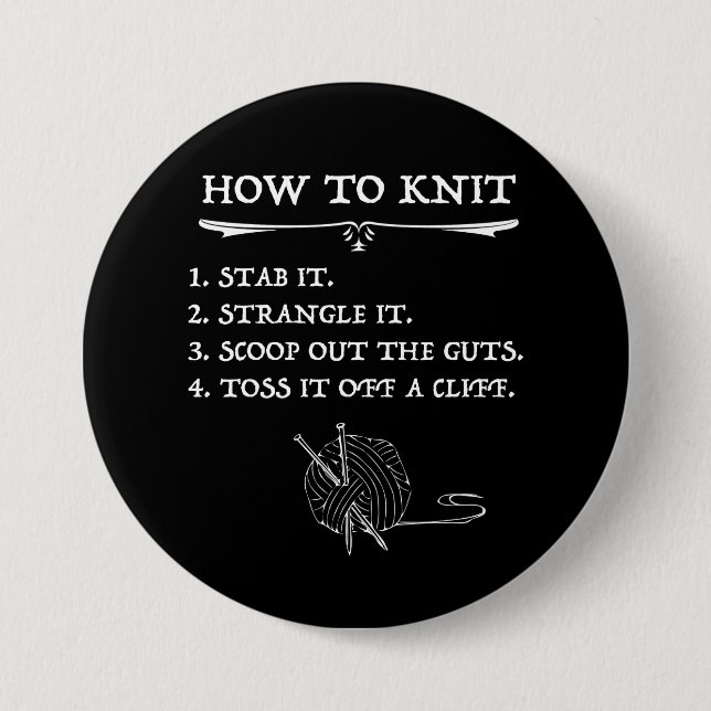 How To Knit Halloween Style 3 Inch Round Button (Front)
