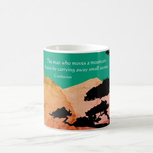 How to Move a Mountain Confucius Philosophy Quote Coffee Mug (Center)
