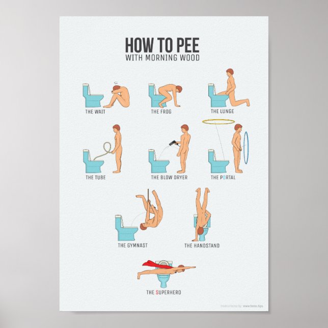 How to Pee with Morning Wood (fits all A4 frames) Poster (Front)