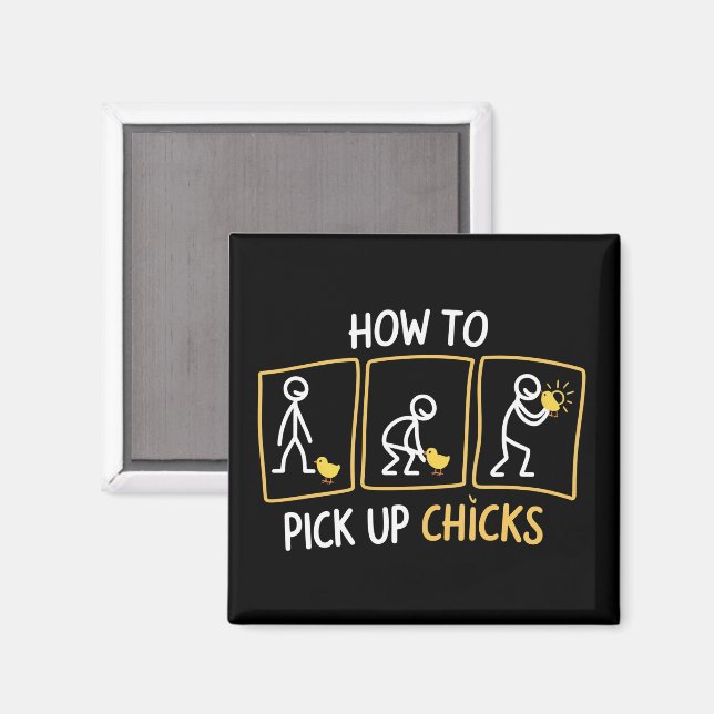 How to Pick up Chicks Funny Sarcastic Sarcasm Joke Magnet (Front/Back)
