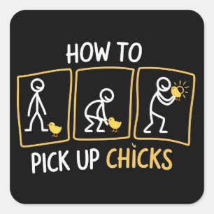 How to Pick up Chicks Funny Sarcastic Sarcasm Joke Square Sticker