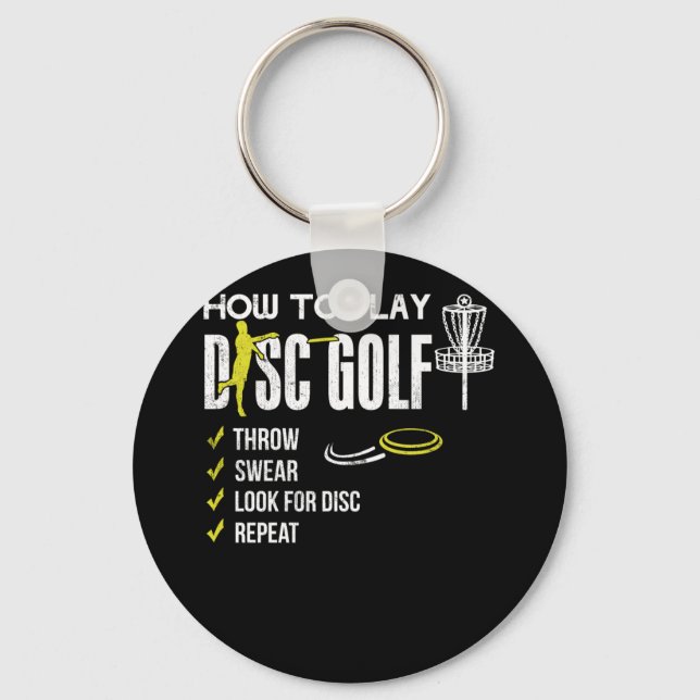 How To Play Disc Golf Frisbee Disc Humour Disc Keychain (Front)