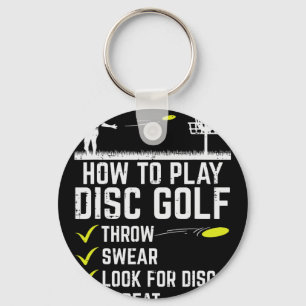 How To Play Disc Golf Throw Frisbee Frolf Joke Men Keychain
