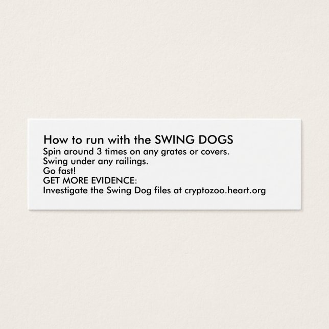 How to run with the SWING DOGS (Front)