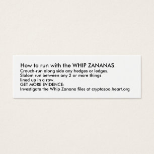 How to run with the WHIP ZANANAS