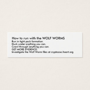 How to run with the WOLF WORMS