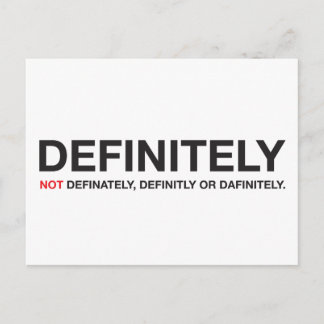 How to spell "definitely" postcard