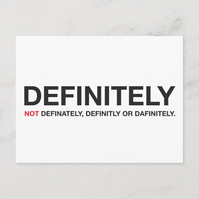How to spell "definitely" postcard (Front)