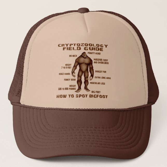 HOW TO SPOT BIGFOOT - Cryptozoology Field Guide Trucker Hat (Front)