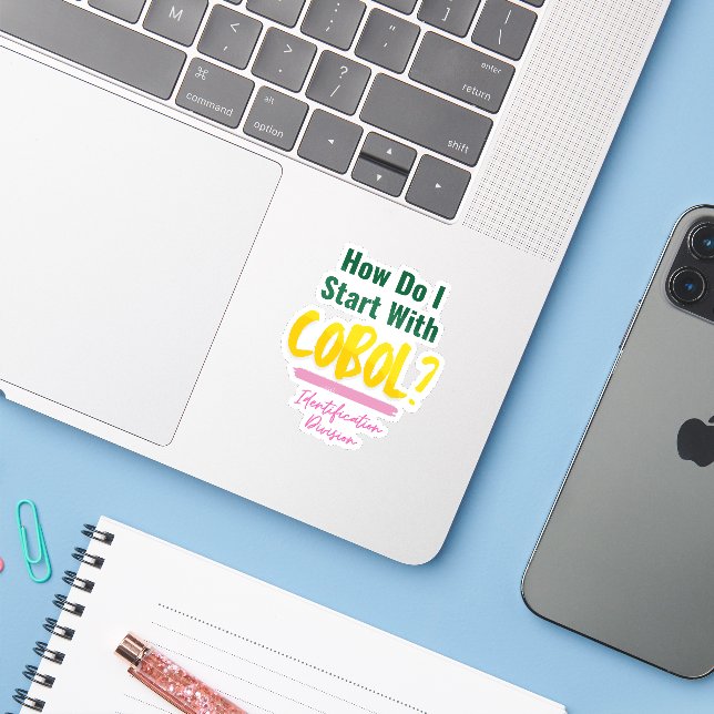 How to Start Cobol Programming Codes Sticker (Laptop w/ iPhone)