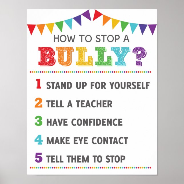 How To Stop A Bully School Anti Bully Campaign Poster (Front)