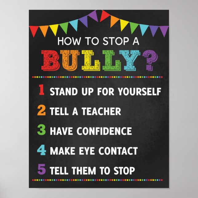 How To Stop A Bully School Anti Bully Campaign Poster (Front)