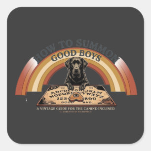 How to Summon Good Boys - Vintage Retro Dog Art Square Sticker