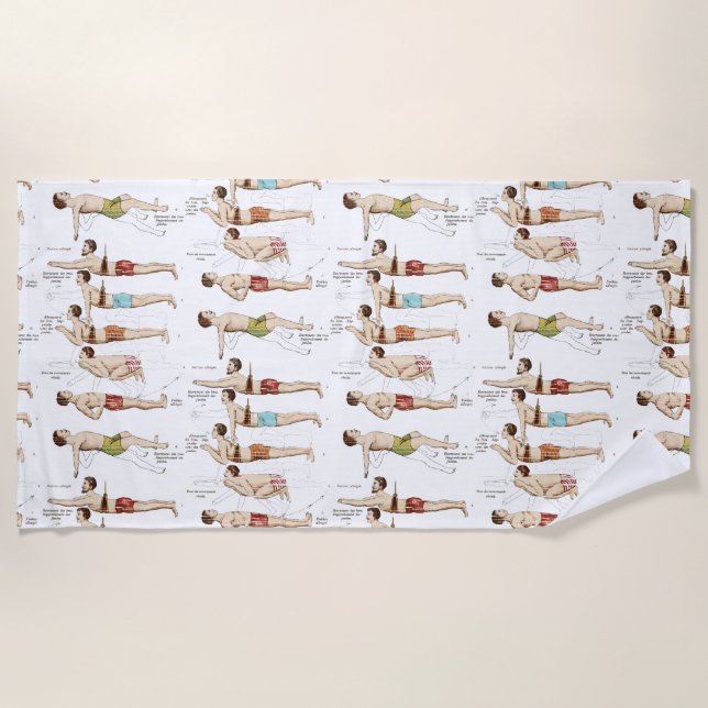 How to Swim Vintage French Swimmers Beach Towel (Front)