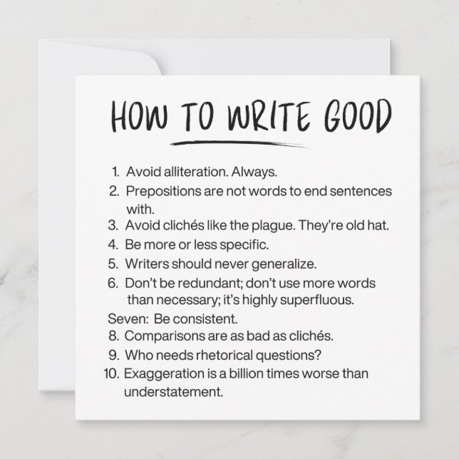 How To Write Good  Card (Front)